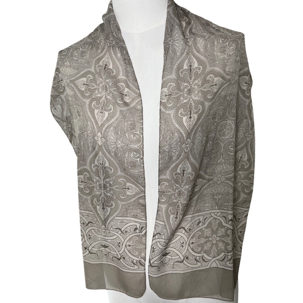 Classic Neutral Paisley Rectangle Scarf Lightweight‎ Women One Size